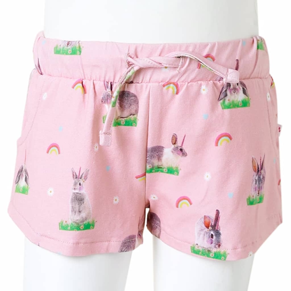 Pantaloncini per Bambini con Coulisse Stampa Coniglio Rosa Chiaro 128 10962