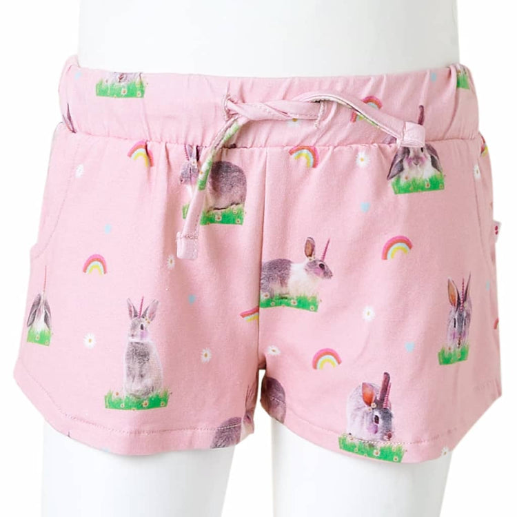 Pantaloncini per Bambini con Coulisse Stampa Coniglio Rosa Chiaro 128 10962