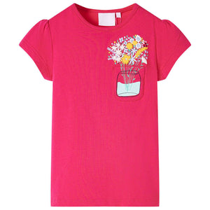 Maglietta da Bambina con Stampa Floreale Fucsia 92 11024