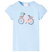 Maglietta da Bambina con Stampa Bicicletta Azzurra 104 11075