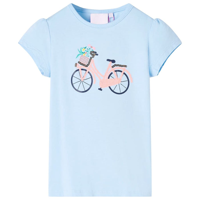 Maglietta da Bambina con Stampa Bicicletta Azzurra 128 11077