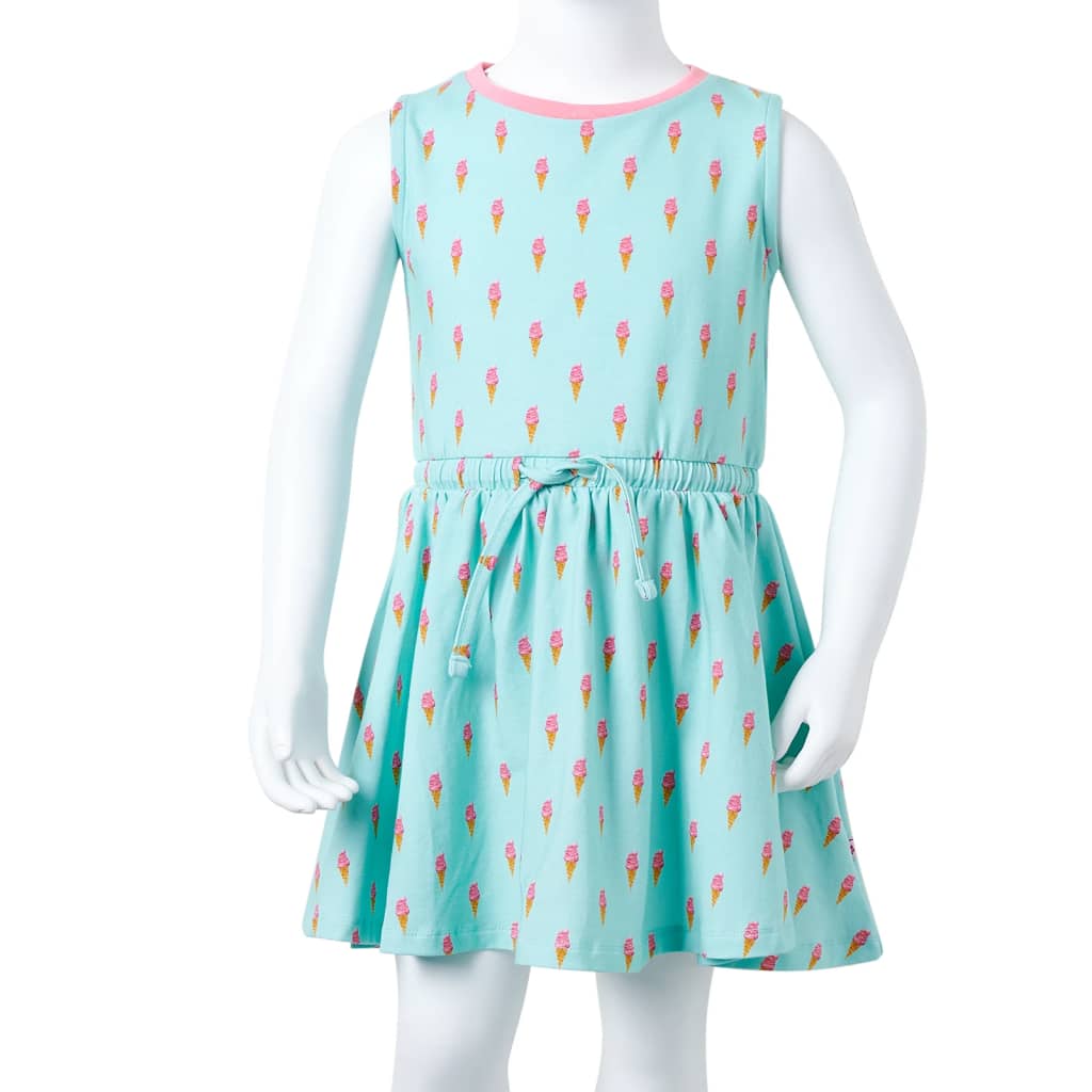 Abito da Bambina con Coulisse Stampa Gelato Menta Chiaro 92 11414