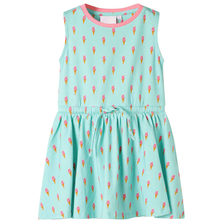 Abito da Bambina con Coulisse Stampa Gelato Menta Chiaro 104 11415