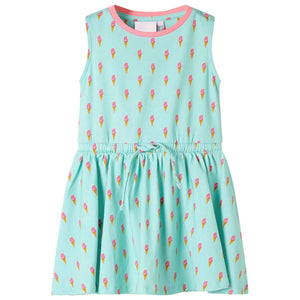 Abito da Bambina con Coulisse Stampa Gelato Menta Chiaro 128 11417