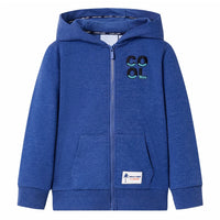 Felpa con Cappuccio e Cerniera per Bambini Blu Scuro Mélange 92 12354