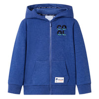 Felpa con Cappuccio e Cerniera per Bambini Blu Scuro Mélange 104 12355