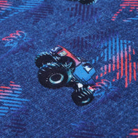 Maglietta da Bambino con Stampa Monster Truck Blu Scuro Mélange 128 12527