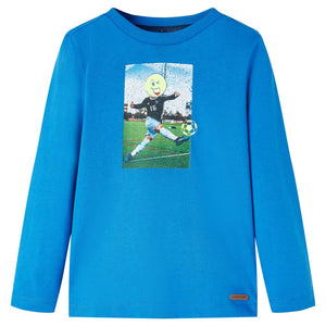 Maglietta da Bambino Maniche Lunghe Giocatore Calcio Blu Cobalto 116 12731