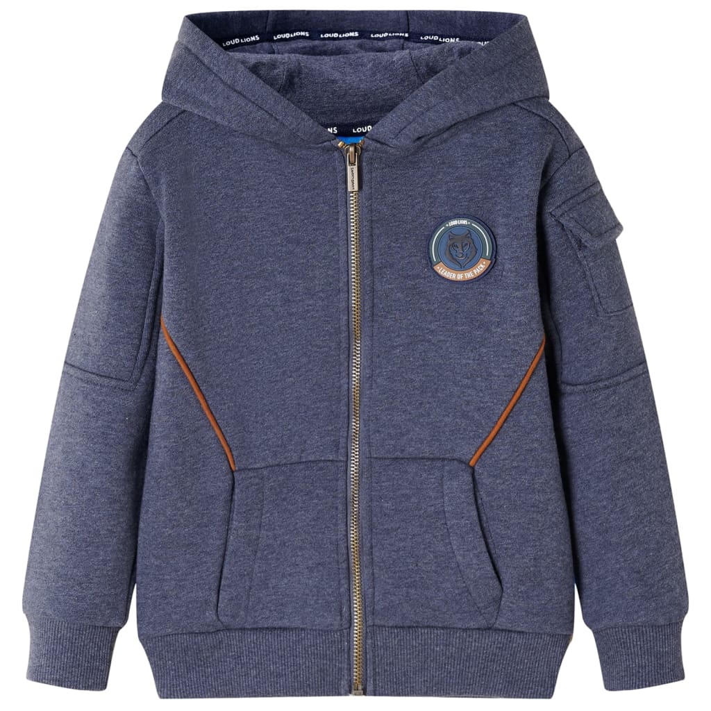 Felpa con Cappuccio e Cerniera per Bambini Blu Scuro Mélange 92cod mxl 132406