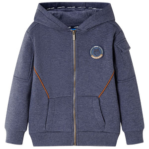 Felpa con Cappuccio e Cerniera per Bambini Blu Scuro Mélange 104cod mxl 84497