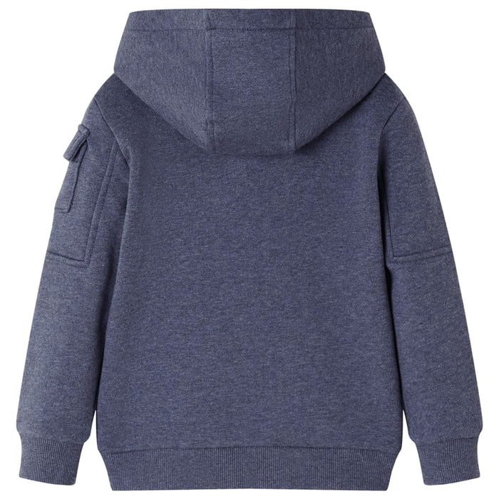 Felpa con Cappuccio e Cerniera per Bambini Blu Scuro Mélange 104cod mxl 84497