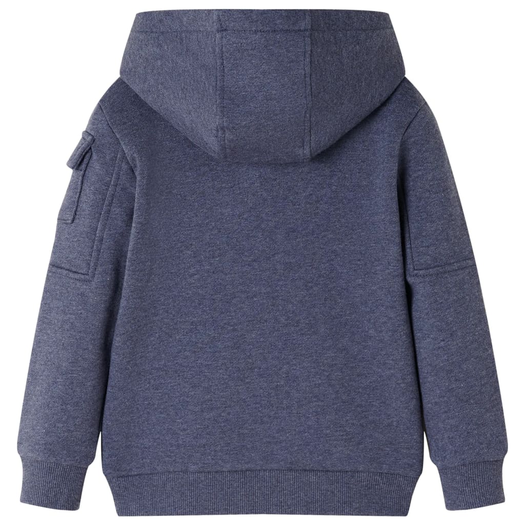 Felpa con Cappuccio e Cerniera per Bambini Blu Scuro Mélange 116cod mxl 117027