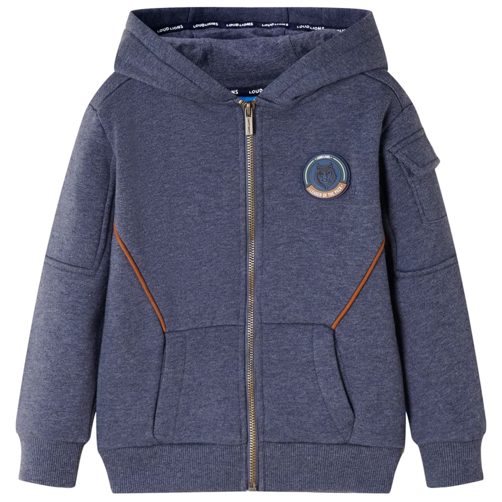 Felpa con Cappuccio e Cerniera per Bambini Blu Scuro Mélange 140cod mxl 108454