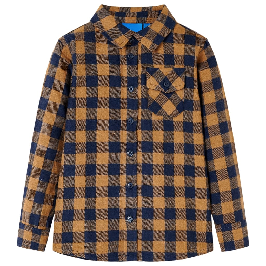 Camicia a Quadri da Bambino Cognac e Blu 92cod mxl 132897