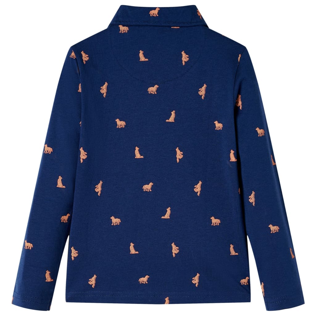 Camicia per Bambini con Stampa Cane Blu Marino 140 12978