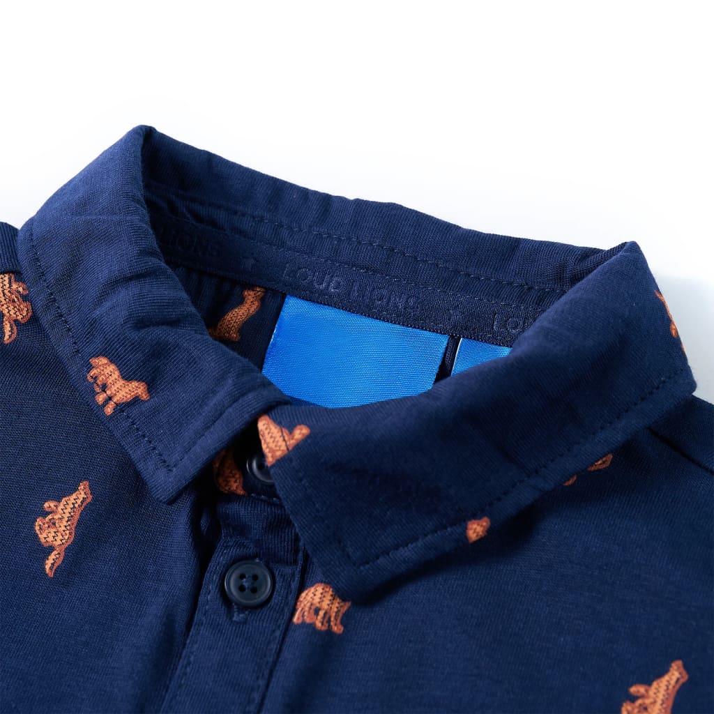 Camicia per Bambini con Stampa Cane Blu Marino 140 12978