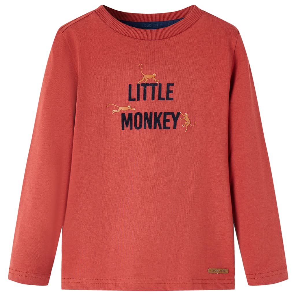 Maglietta per Bambini Maniche Lunghe Little Monkey Rosso Bruciato 104 13030