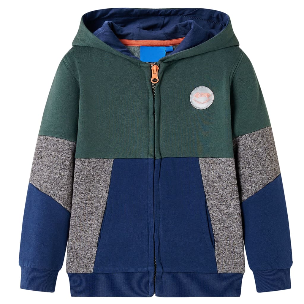 Felpa con Cappuccio e Cerniera per Bambini Verde Scuro 92cod mxl 109790