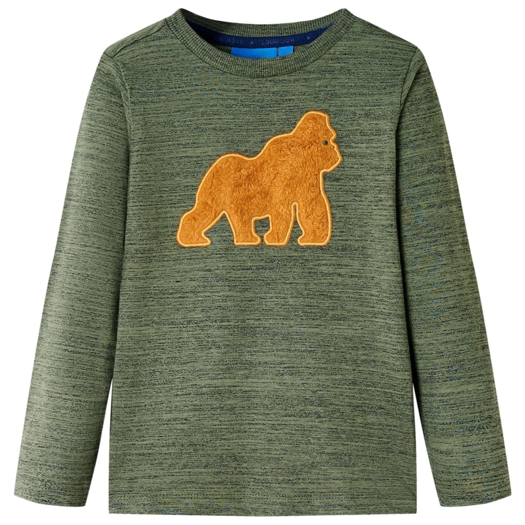 Maglietta per Bambini Maniche Lunghe Design Gorilla Cachi Mélange 92 13189