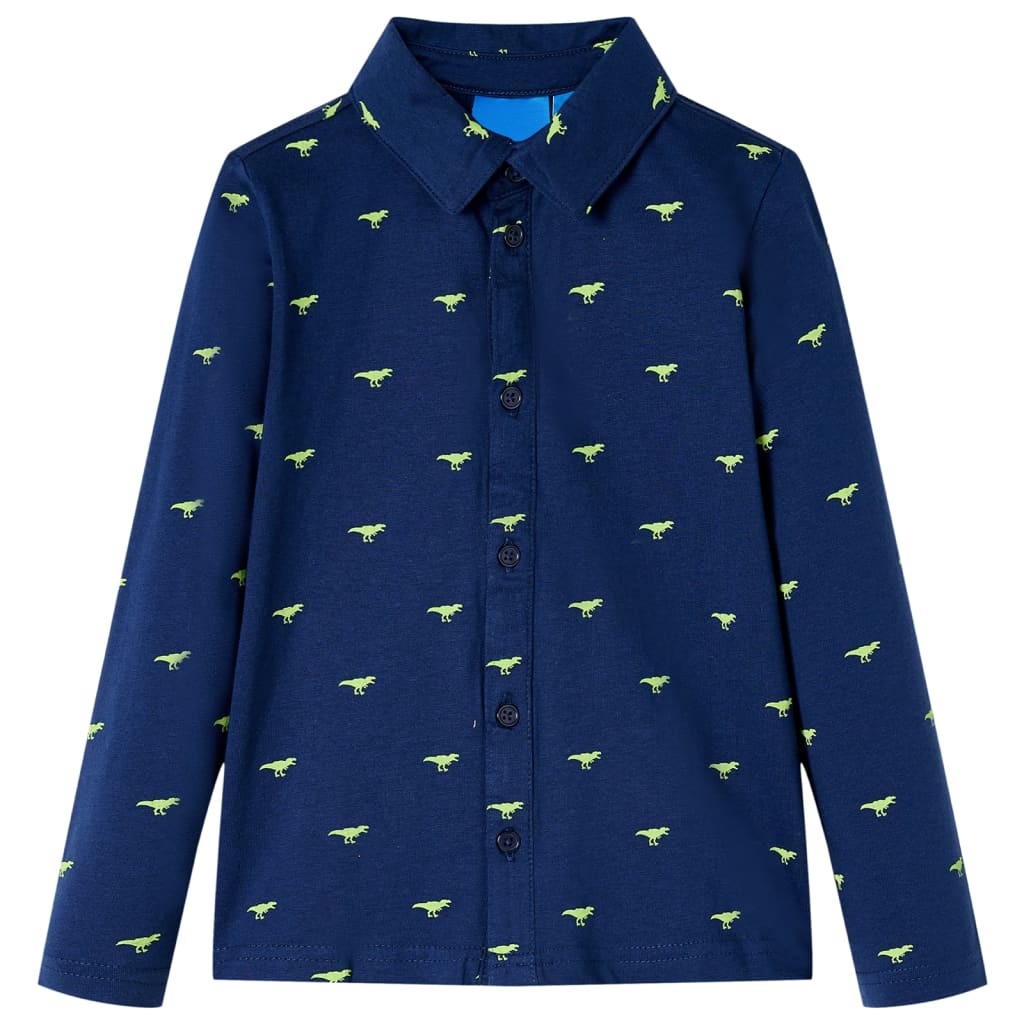 Camicia per Bambini con Stampa Dinosauro Blu Marino 92 13269