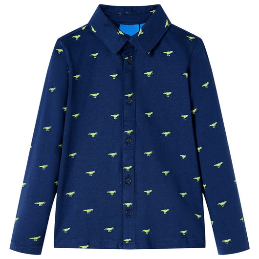 Camicia per Bambini con Stampa Dinosauro Blu Marino 116 13271