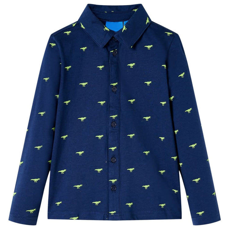 Camicia per Bambini con Stampa Dinosauro Blu Marino 140 13273