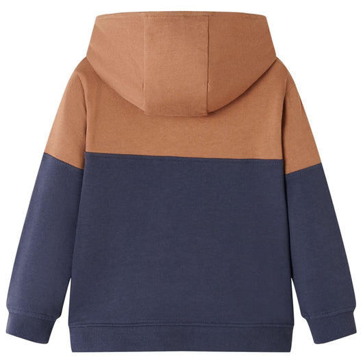 Felpa con Cappuccio e Mezza Cerniera per Bambini Antracite Cognac 140cod mxl 108393