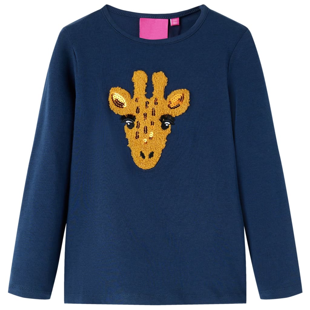 Maglietta per Bambini a Maniche Lunghe con Design Cervo Blu Marino 92 13489