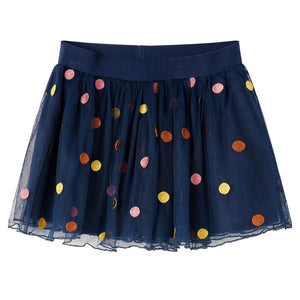 Gonna da Bambina in Tulle a Pois Blu Marino 128 13507