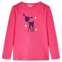 Maglietta Bambini Maniche Lunghe con Design Cervo Rosa Brillante 104 13530