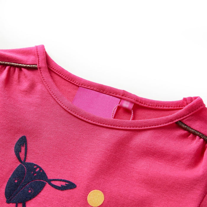 Maglietta Bambini Maniche Lunghe con Design Cervo Rosa Brillante 128 13532