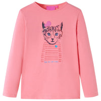 Maglietta da Bambina a Maniche Lunghe Gatto Rosa 92cod mxl 132269