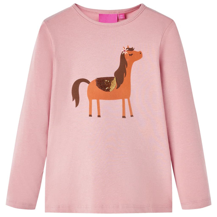 Maglietta per Bambini a Maniche Lunghe Stampa Pony Rosa Chiaro 92 13629