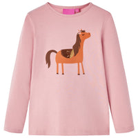 Maglietta per Bambini a Maniche Lunghe Stampa Pony Rosa Chiaro 116 13631