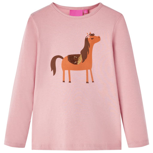 Maglietta per Bambini a Maniche Lunghe Stampa Pony Rosa Chiaro 116 13631