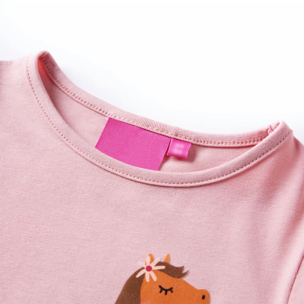 Maglietta per Bambini a Maniche Lunghe Stampa Pony Rosa Chiaro 116 13631