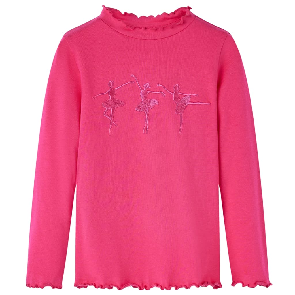 Maglietta da Bambina a Maniche Lunghe con Design Ballerine Fucsia 116 13706