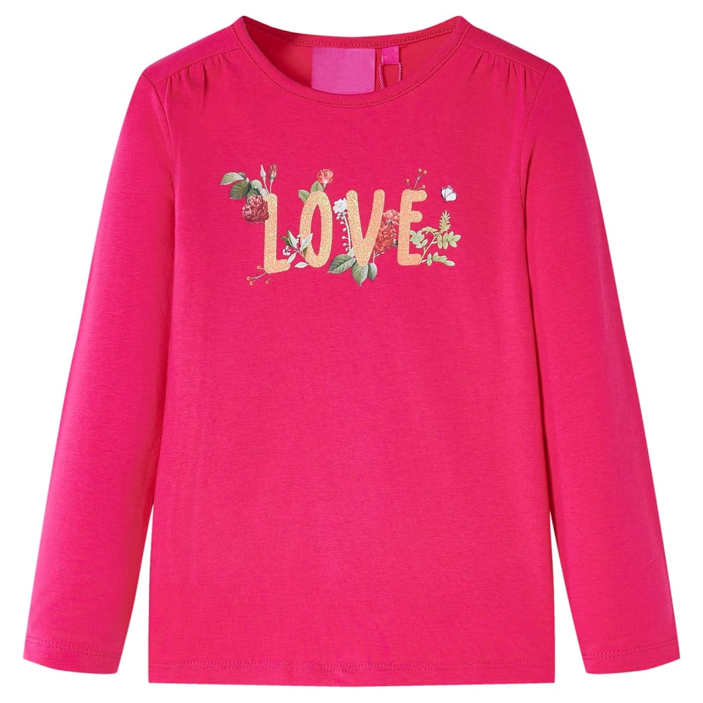 Maglietta da Bambina Maniche Lunghe Stampa Love Fucsia 92 13729