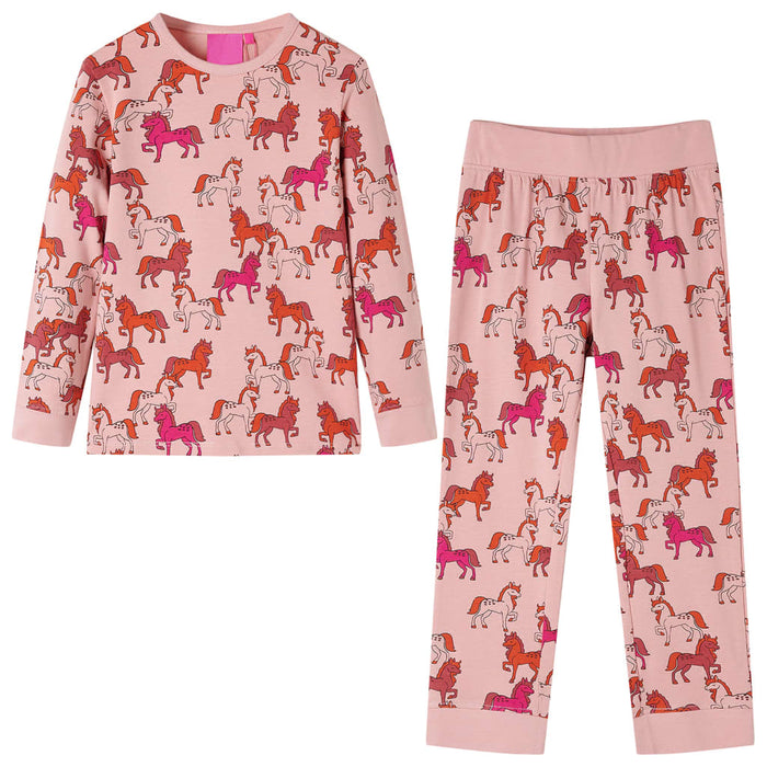 Pigiama per Bambini a Maniche Lunghe Stampa Cavallo Rosa Chiaro 104 13755