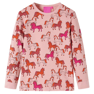 Pigiama per Bambini a Maniche Lunghe Stampa Cavallo Rosa Chiaro 116 13756