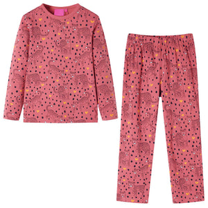 Pigiama da Bambina a Maniche Lunghe Stampa Leopardata Rosa Antico 104 13760