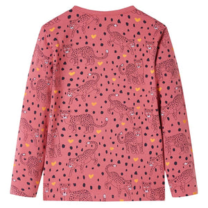 Pigiama da Bambina a Maniche Lunghe Stampa Leopardata Rosa Antico 104 13760