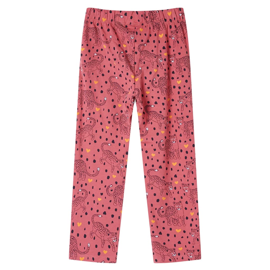 Pigiama da Bambina a Maniche Lunghe Stampa Leopardata Rosa Antico 104 13760