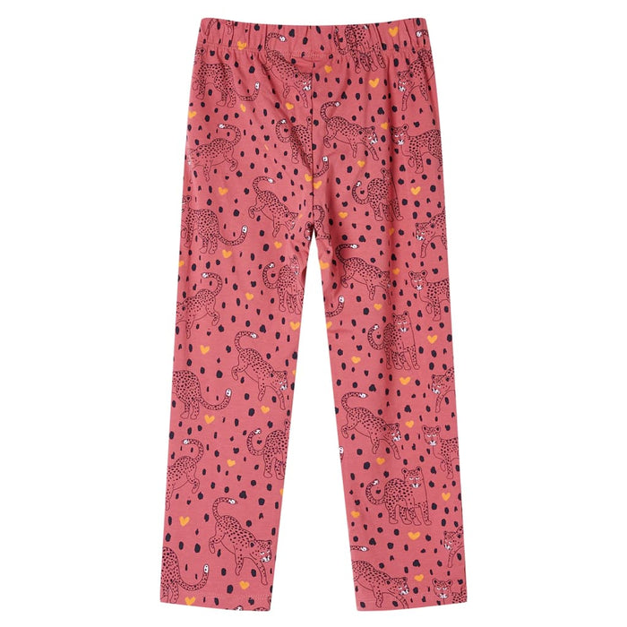 Pigiama da Bambina a Maniche Lunghe Stampa Leopardata Rosa Antico 104 13760