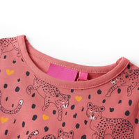 Pigiama da Bambina a Maniche Lunghe Stampa Leopardata Rosa Antico 104 13760