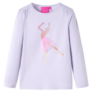 Maglietta da Bambina Maniche Lunghe Stampa Ballerina Lilla Chiaro 128 13997