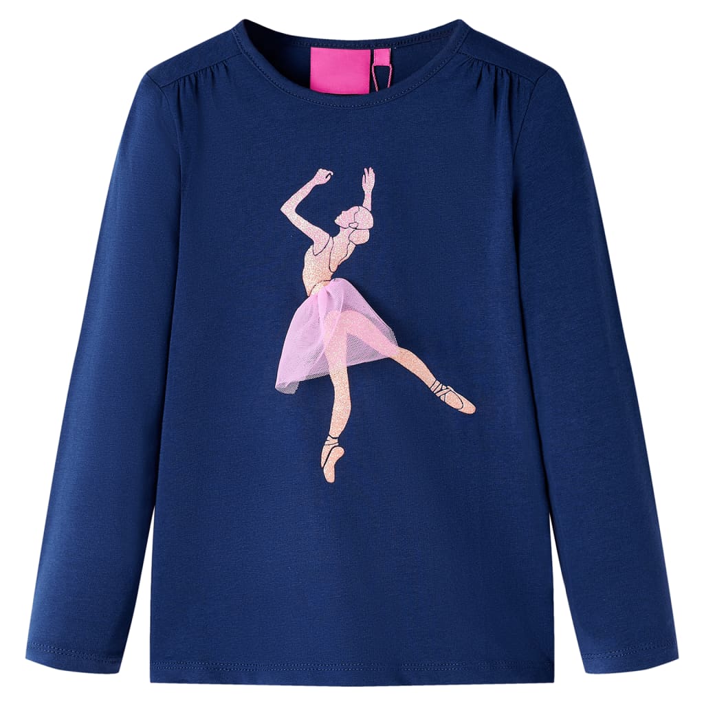 Maglietta da Bambina Maniche Lunghe Blu Marino 128cod mxl 108347