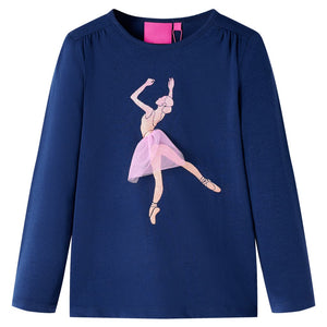 Maglietta da Bambina Maniche Lunghe Blu Marino 128cod mxl 108347