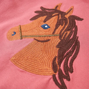 Felpa con Cappuccio da Bambina con Design Cavallo Rosa Antico 92 14034