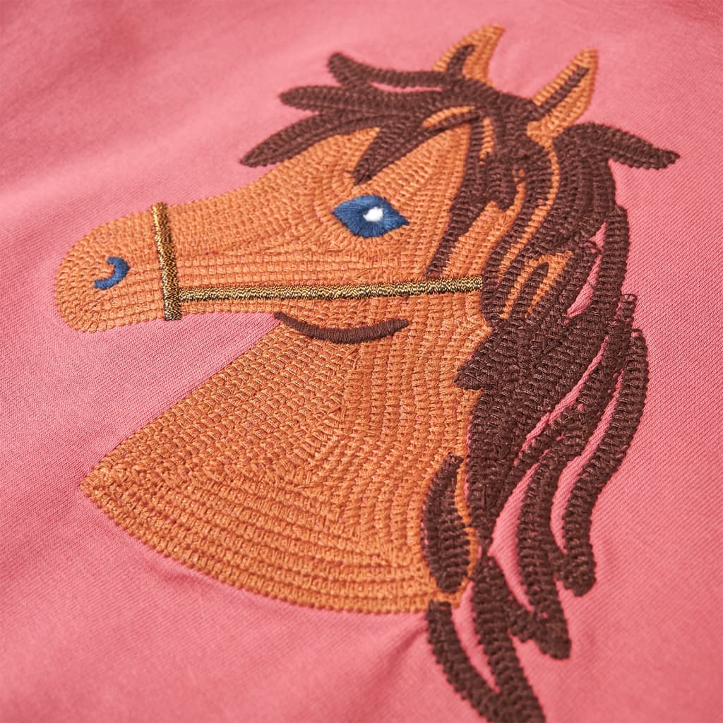 Felpa con Cappuccio da Bambina con Design Cavallo Rosa Antico 140 14038